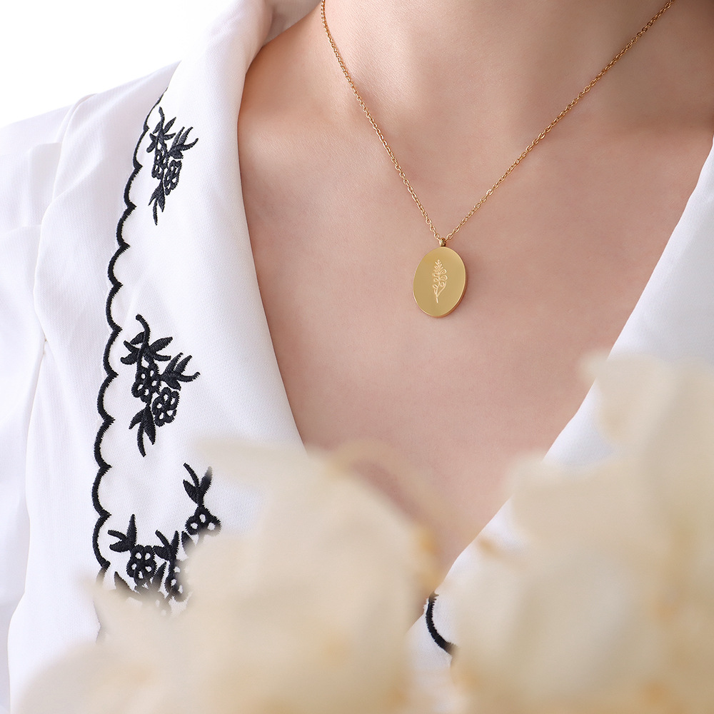 Ins Neue Edelstahl Doppelseiti – Birth Flower Necklace Bewertung und Preis